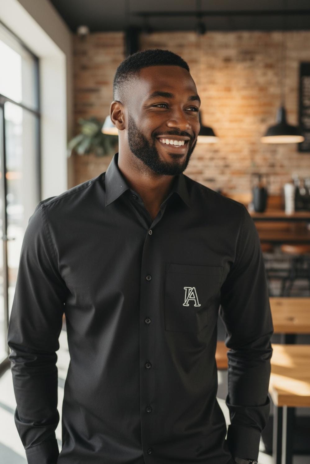 BLACK SHIRT WITH BRAND LOGO