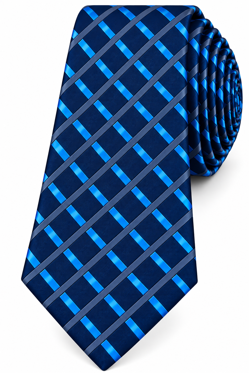 Navy Blue & Cyan Diamond Lattice Tie