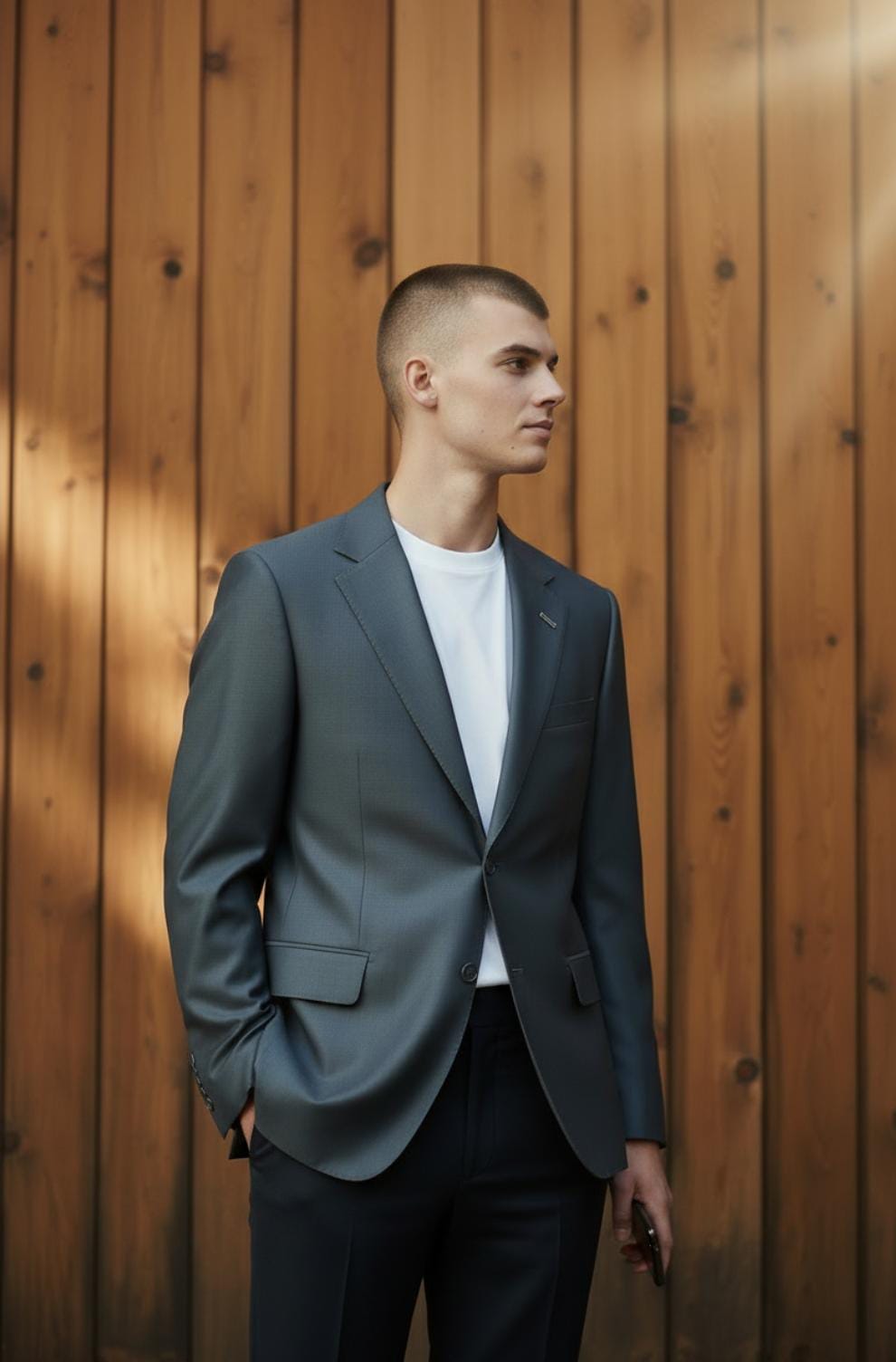 METALLIC GREY SINGLE BREASTED BLAZER