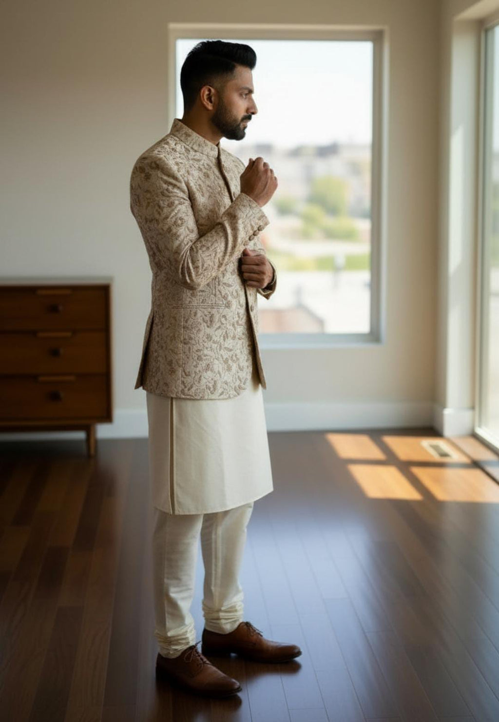 CREAM EMBROIDERED PRINCECOAT