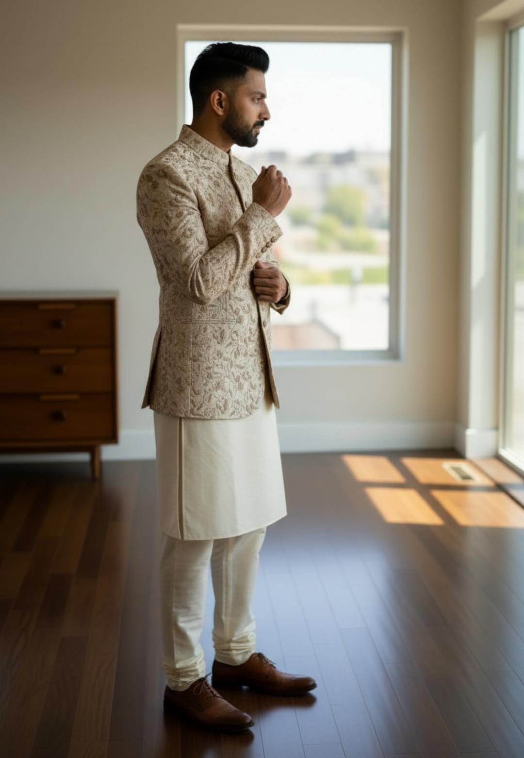 CREAM EMBROIDERED PRINCECOAT