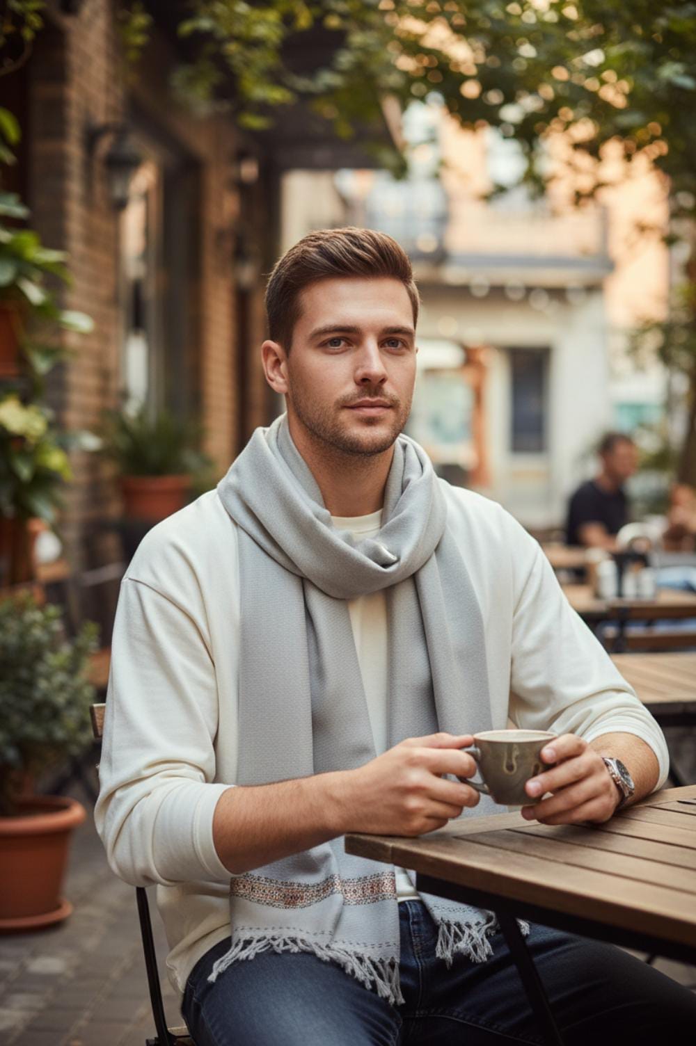 BEIGE COLOURED WOOL SHAWL