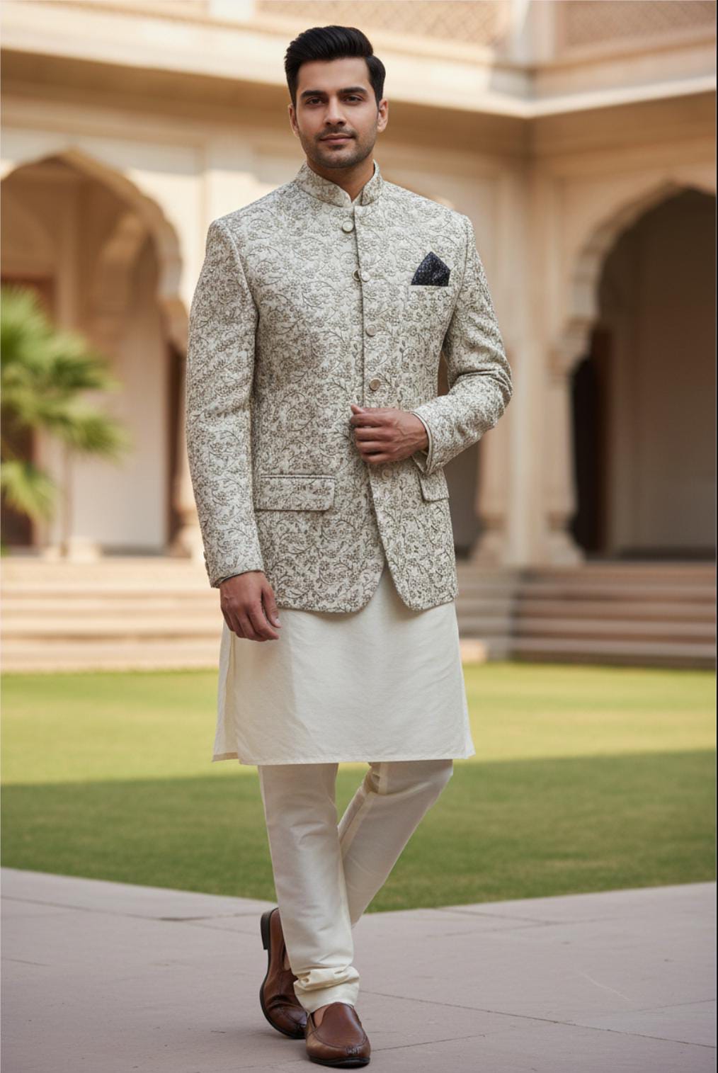 IVORY ROYAL FLORAL PRINCECOAT