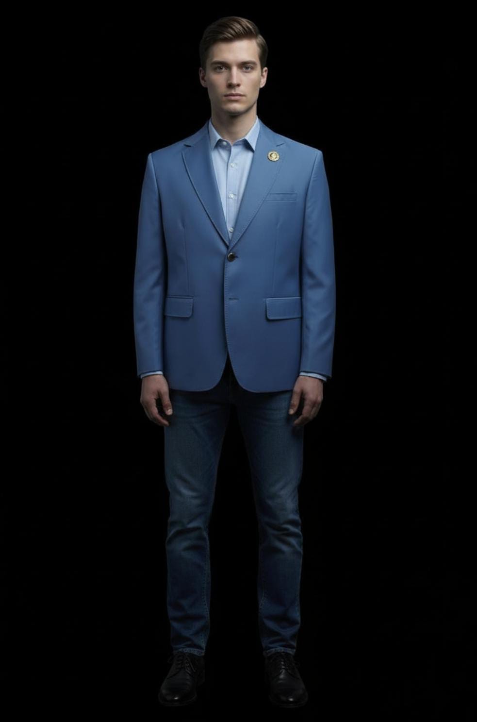 Premium Navy Blue Single-Breasted Blazer