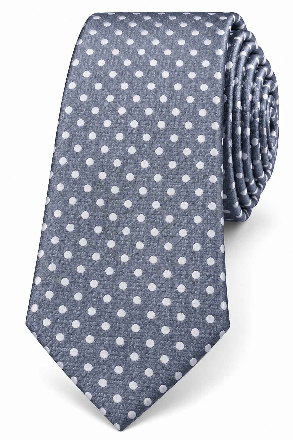 STEEL GREY & WHITE POLKA DOT TIE