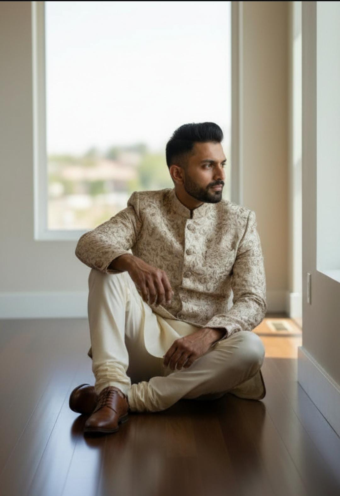 CREAM EMBROIDERED PRINCECOAT