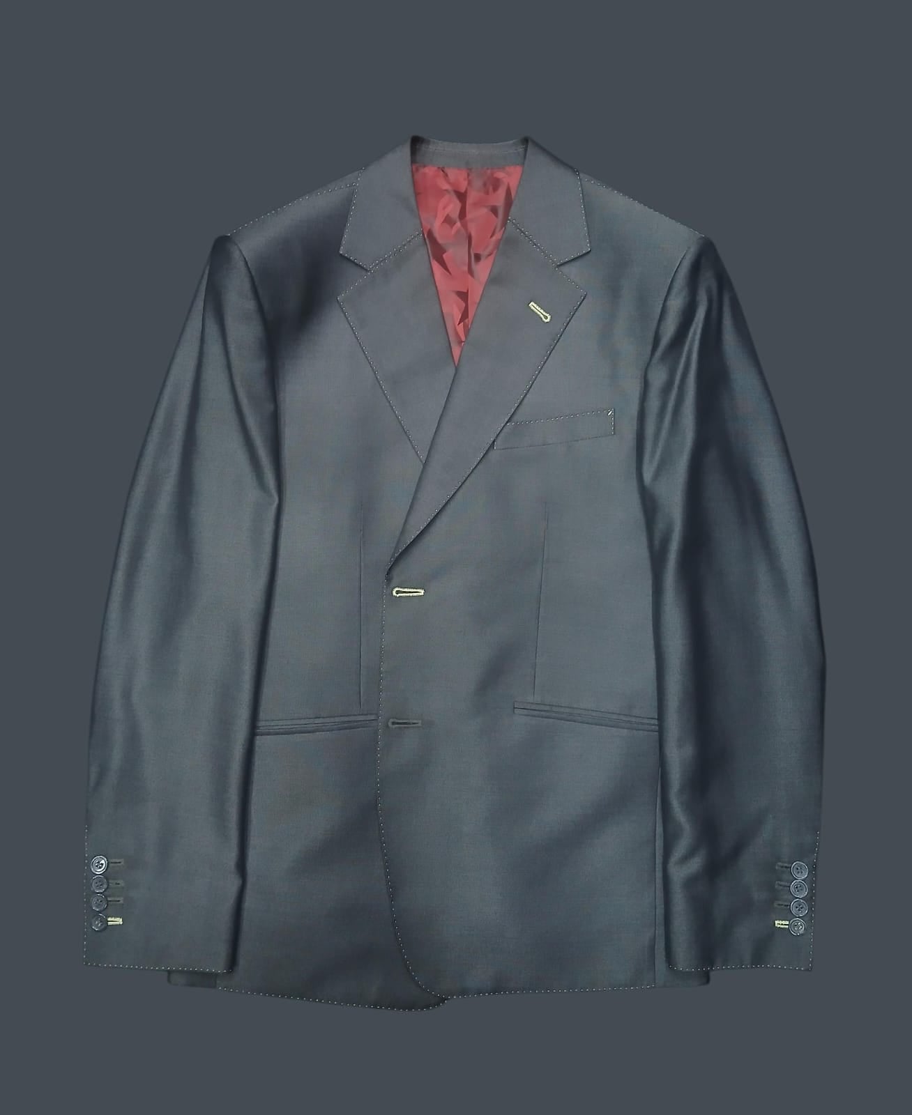 METALLIC GREY SINGLE BREASTED BLAZER