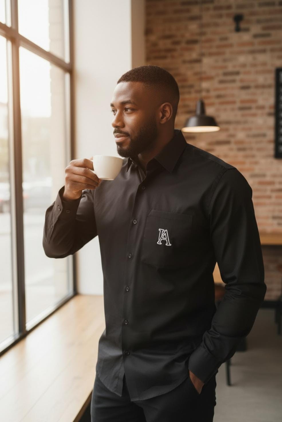 BLACK SHIRT WITH BRAND LOGO