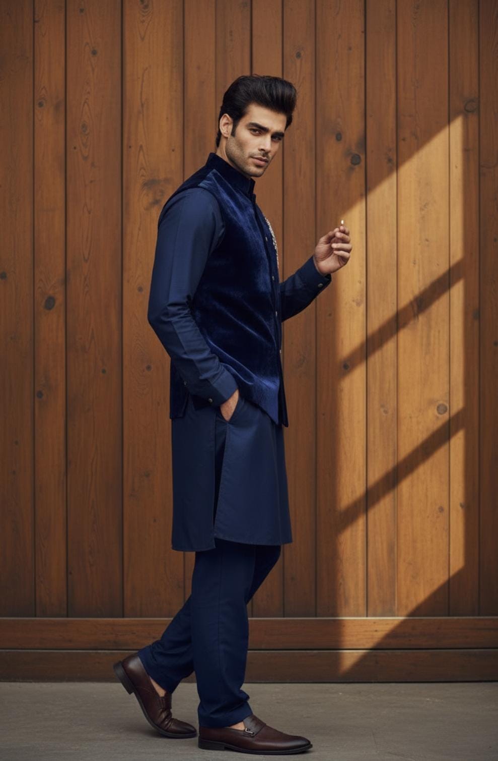 Navy Blue Sweat Motive, Hand Embroidery Waistcoat