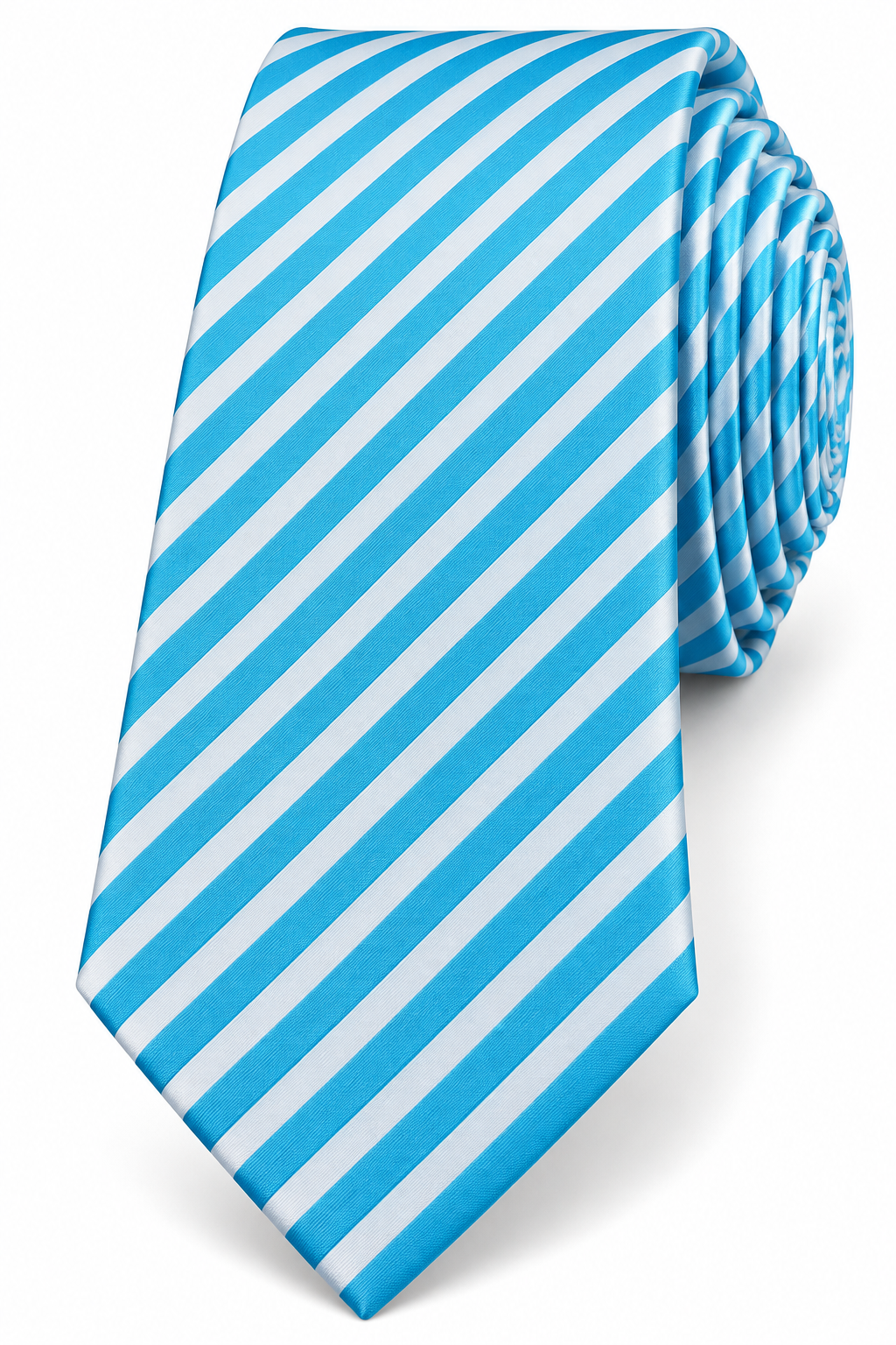 AQUA BLUE & WHITE DIAGONAL STRIPE TIE