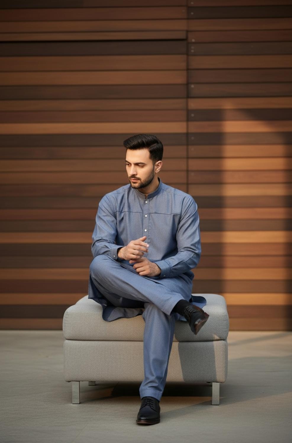 SLATE BLUE DESIGN KAMEEZ SHALWAR