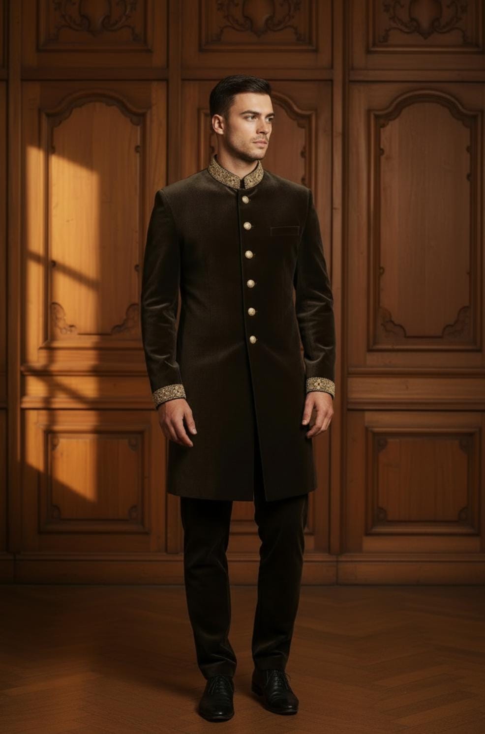 ROYAL BROWN GOLD SHERWANI