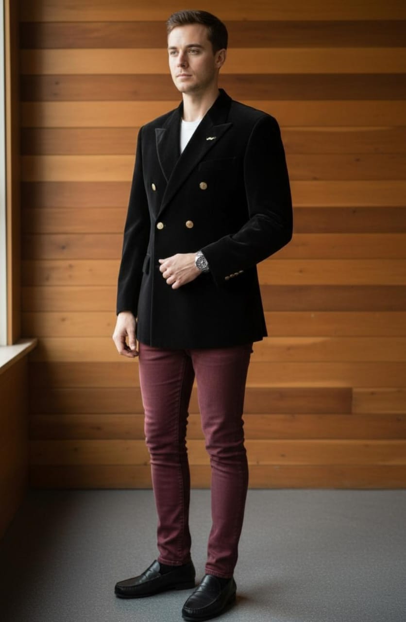 BLACK ROYAL SWEAT DOUBLE BREASTED BLAZER