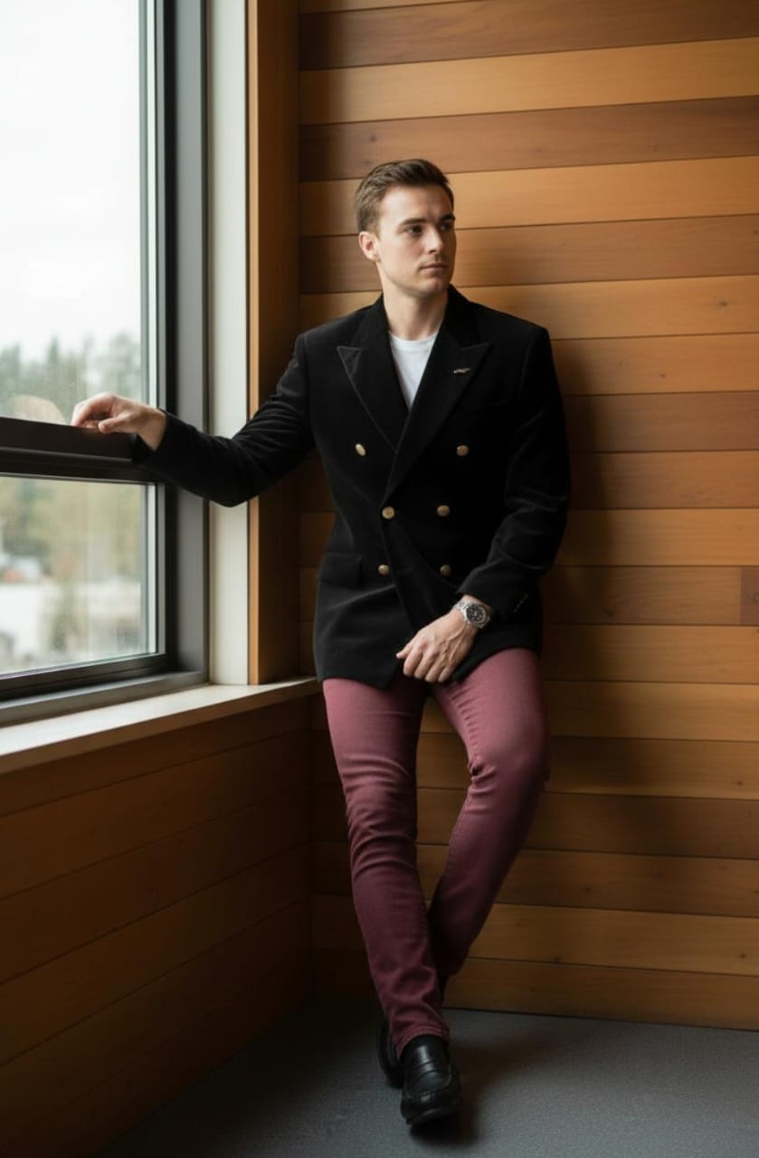 BLACK ROYAL SWEAT DOUBLE BREASTED BLAZER