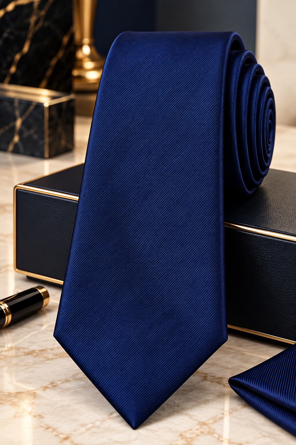 Classic Deep Navy Solid Silk Tie