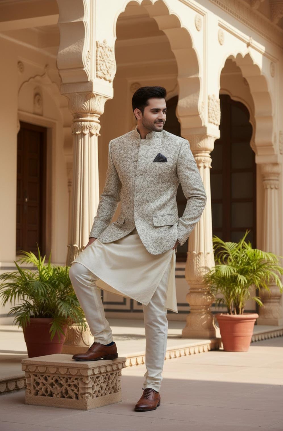 IVORY ROYAL FLORAL PRINCECOAT