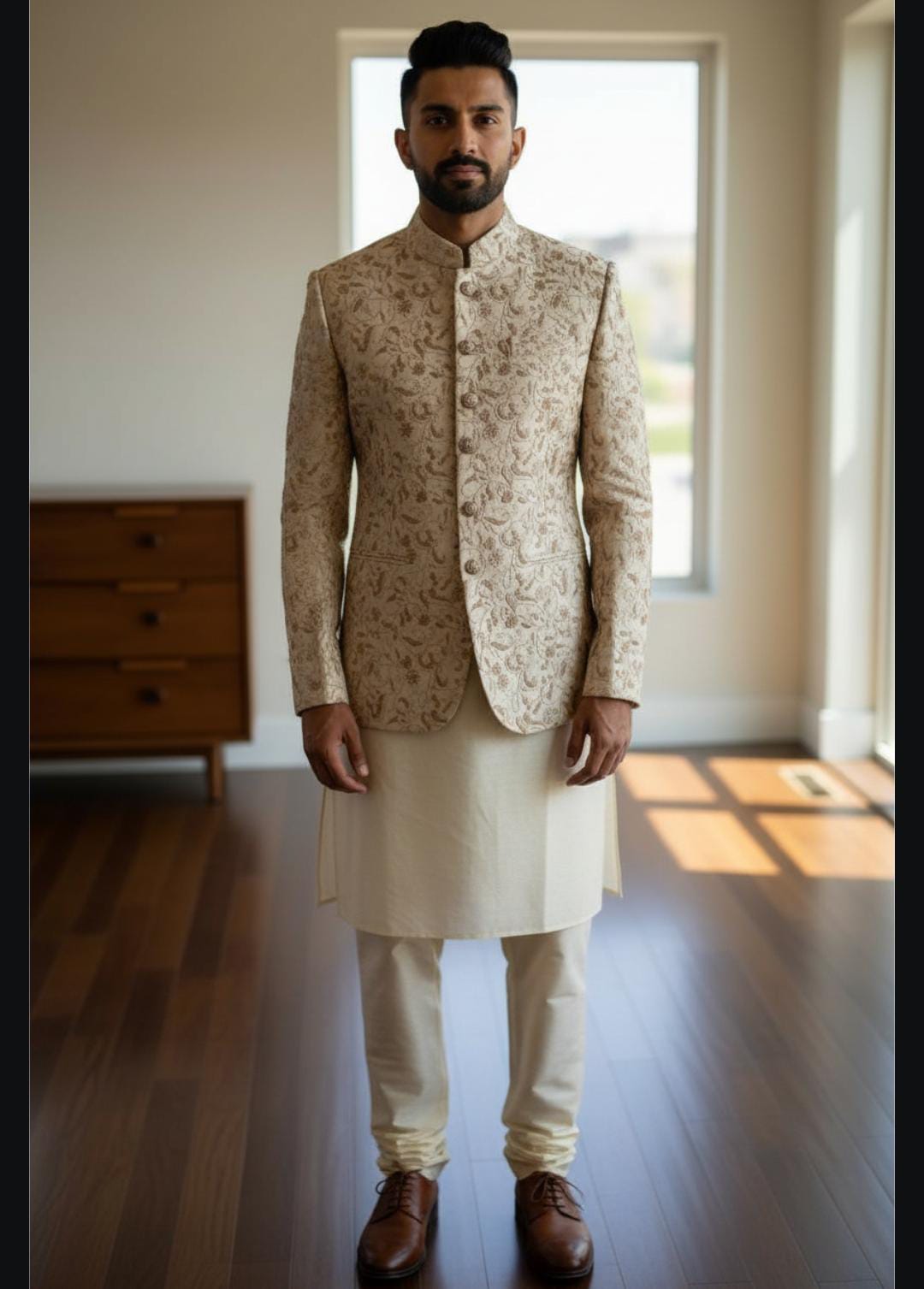 CREAM EMBROIDERED PRINCECOAT