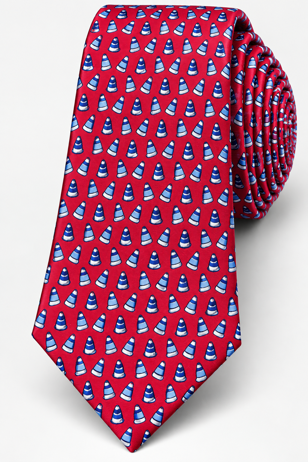 Crimson Red & Navy Blue Mini Cone Pattern Tie