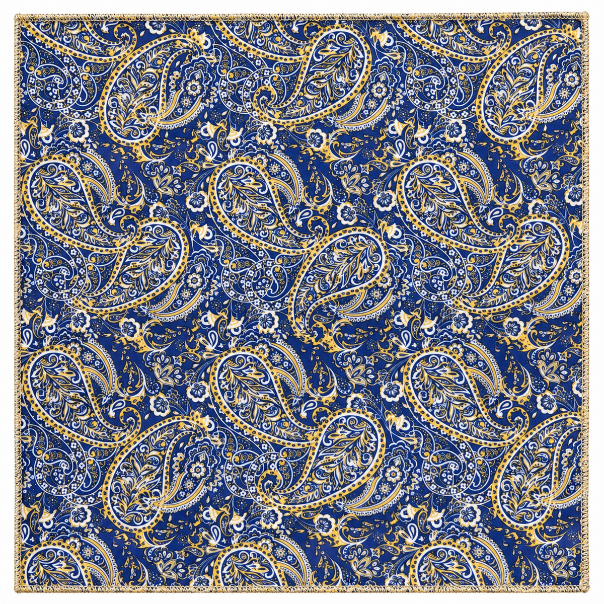Royal Blue & Gold Paisley Pocket Square