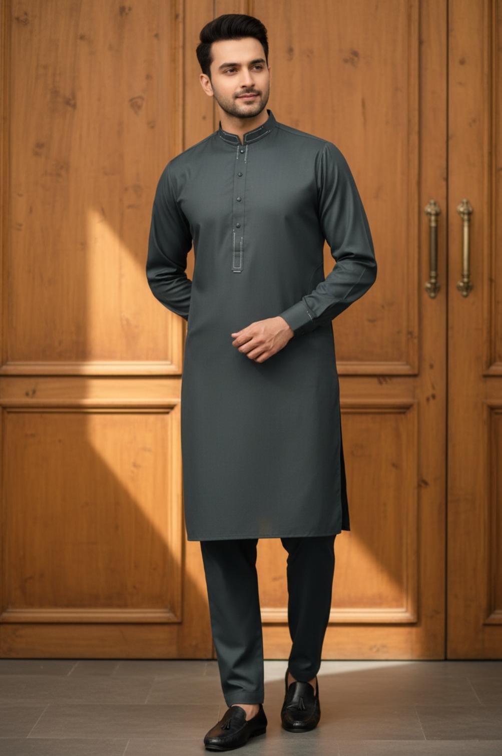 BOTTLE GREEN DESIGN KAMEEZ SHALWAR