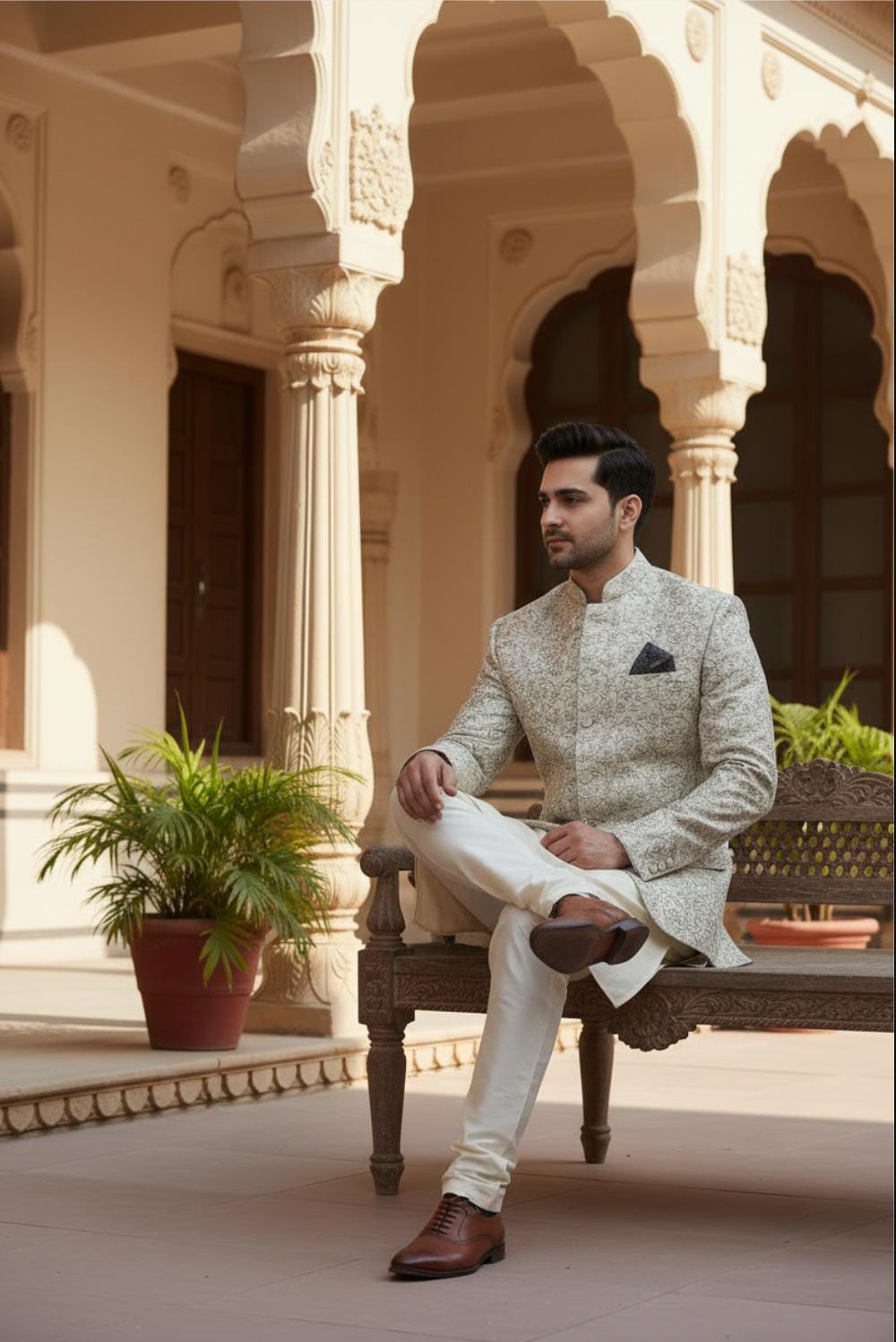 IVORY ROYAL FLORAL PRINCECOAT