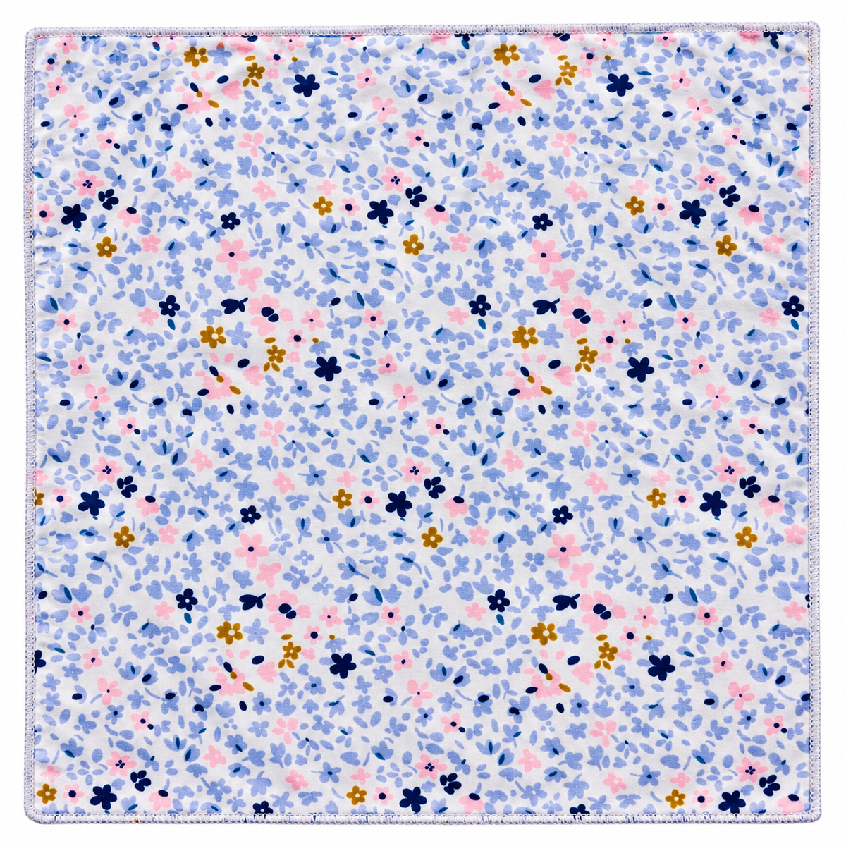 Sky Blue & Pink Floral Meadow Pocket Square