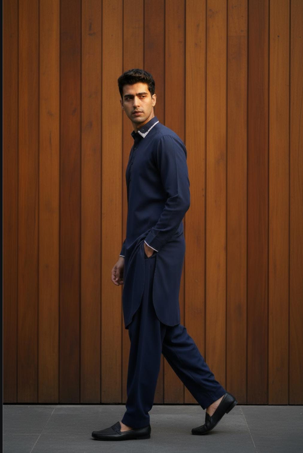 MIDNIGHT CONTRAST NAVY BLUE DESIGN KAMEEZ SHALWAR