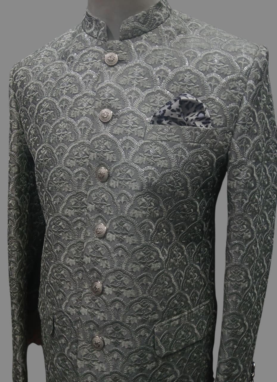 SILVER GREY TEXTURED PRINCECOAT
