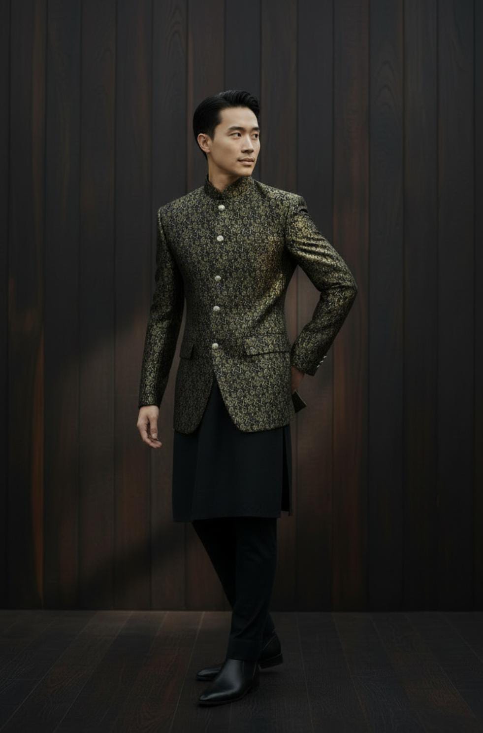 BLACK GOLD PRINTED PRINCECOAT