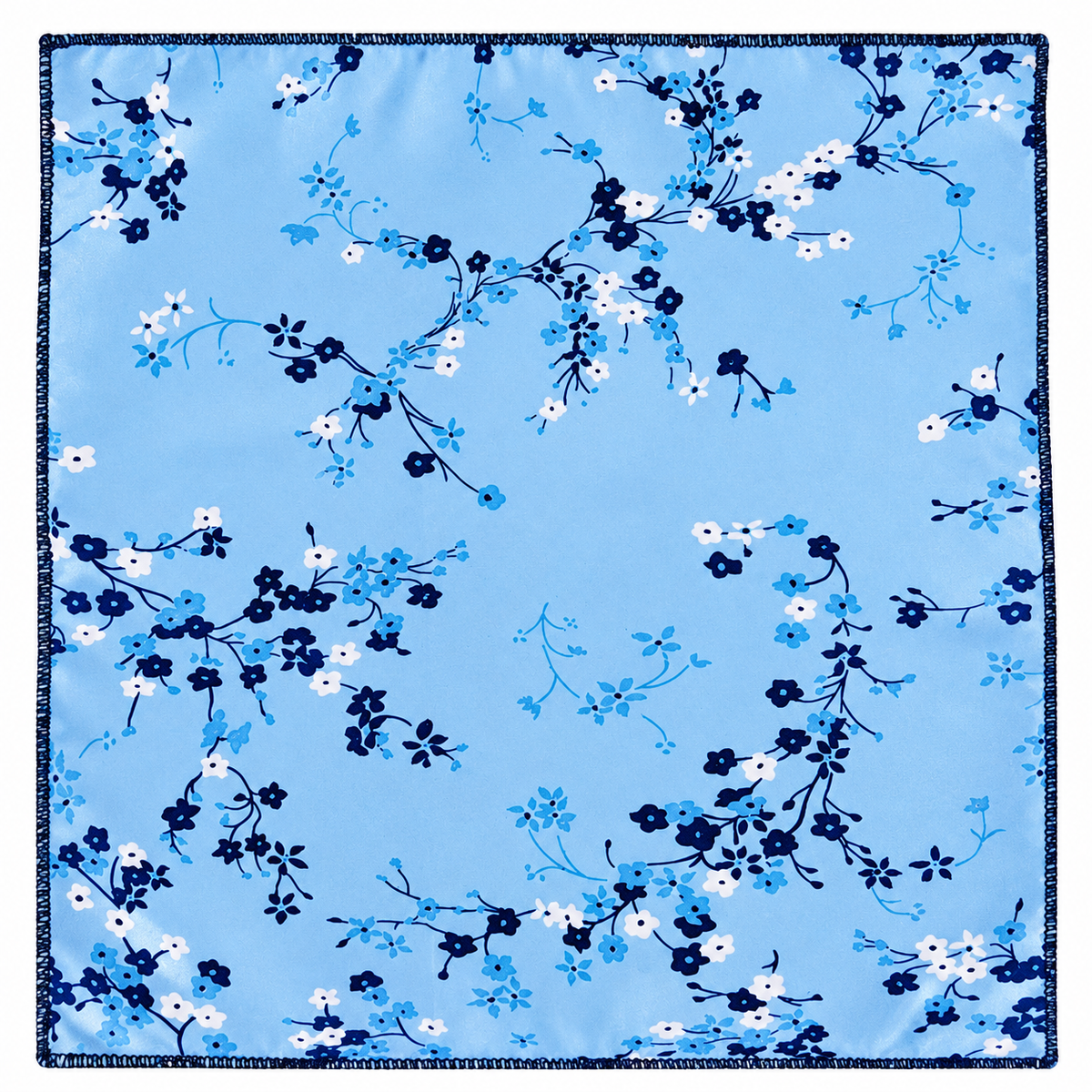 Royal Blue Water Color Floral Pocket Square