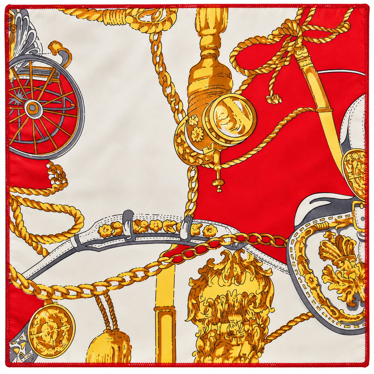 Royal Equestrian Chain Design Pocket Square