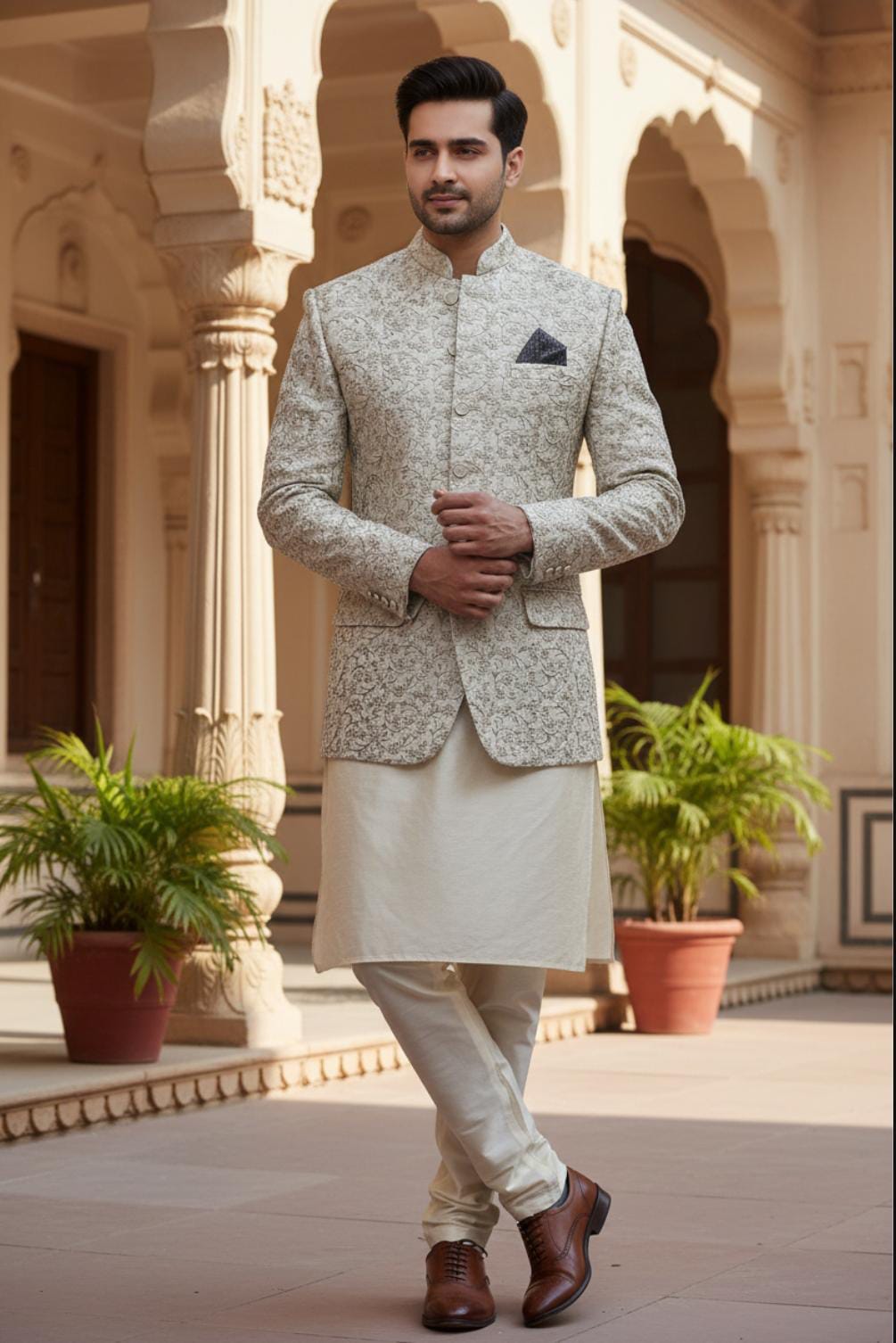 IVORY ROYAL FLORAL PRINCECOAT